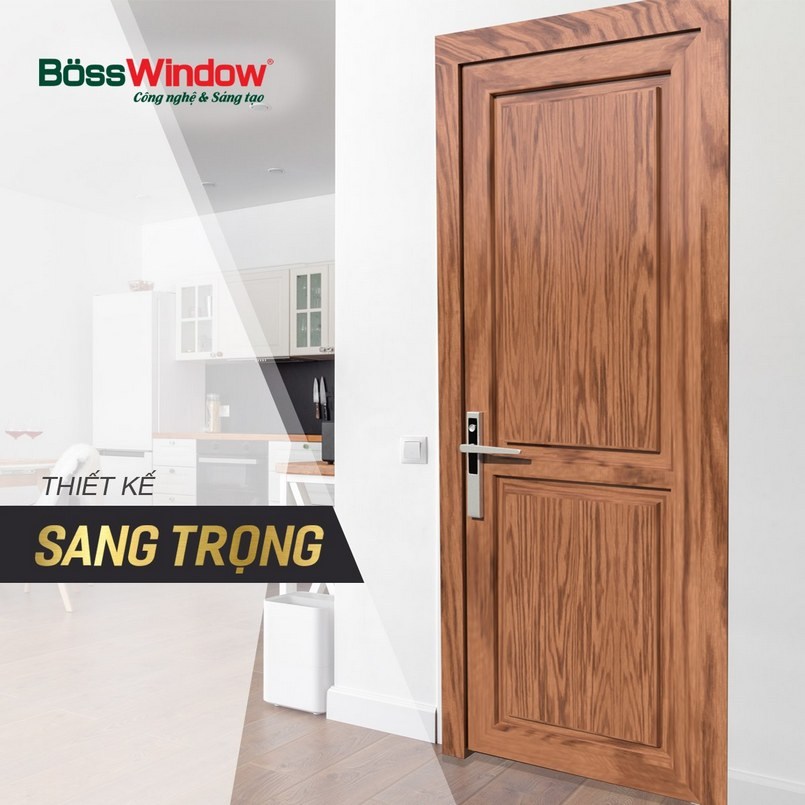 Mẫu cửa nhôm vân gỗ đẹp 1 cánh BossWindow