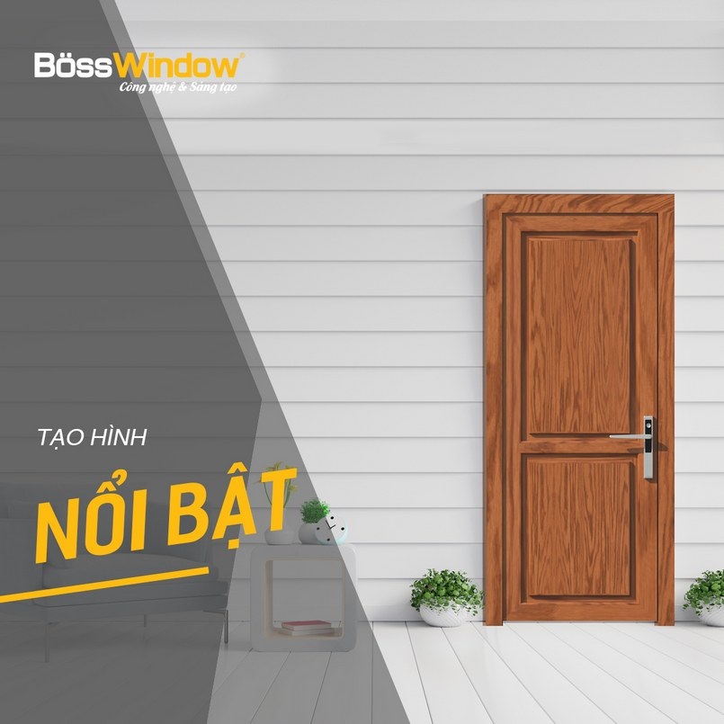 Mẫu cửa nhôm vân gỗ đẹp 1 cánh BossWindow