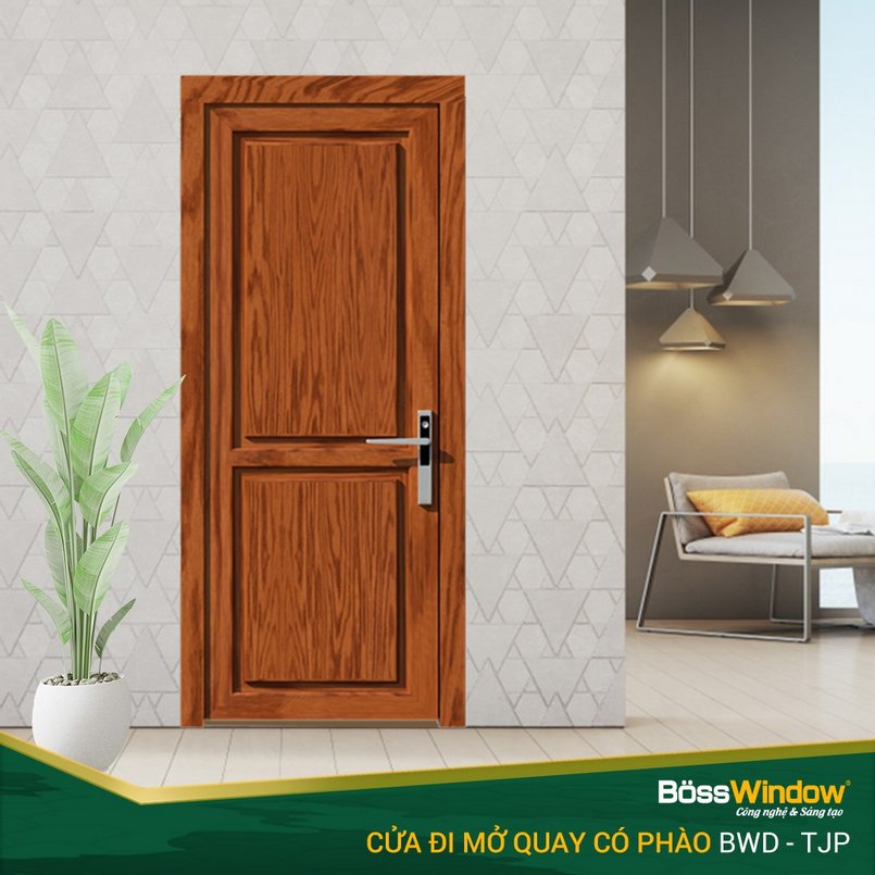 cửa nhôm vân gỗ đẹp 1 cánh mở quay