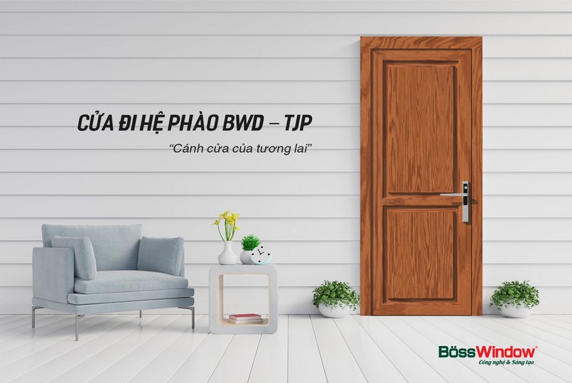 Mẫu cửa nhôm hệ vân gỗ 1 cánh mở quay