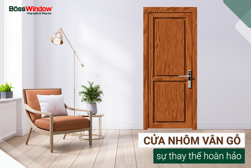 Mẫu cửa nhôm hệ vân gỗ 1 cánh siêu đẹp